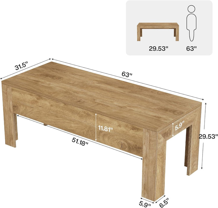 63-Inch Office Desk, Modern Executive Desk with Large Tabletop, Wooden Computer Desk, Long Workstation for Home Office, Light Brown