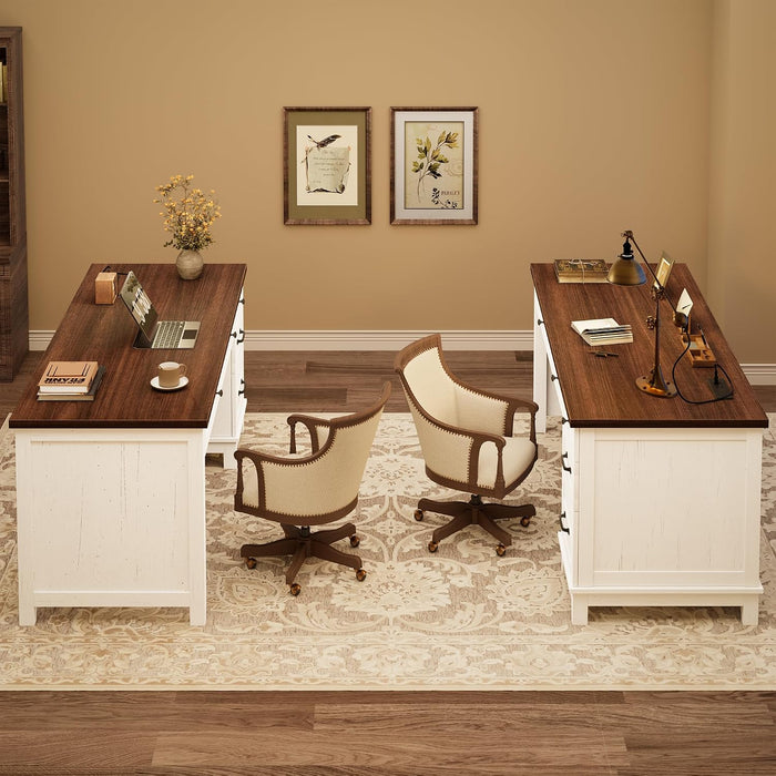 Executive Home Office Desk, Adjustable File Drawer Office Desk