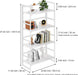 Vintage Multifunctional Folding Bookshelf, No-Assembly Plant Stand Storage Rack Shelves for Home Office (All White, 4-Tier)