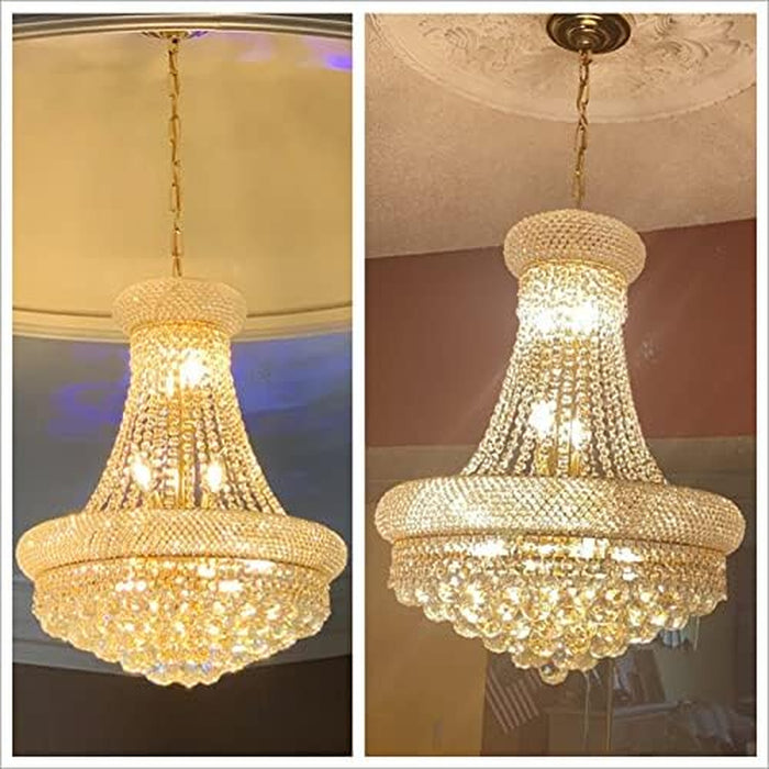 12 Light Empire Crystal Chandelier Goldtone Finish