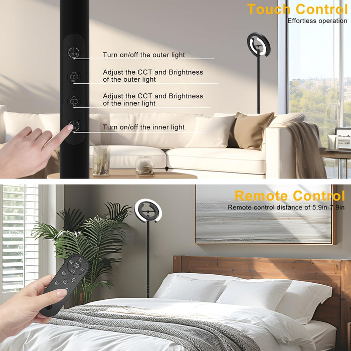 Floor Lamp 75InchTall With Rotatable Ring Illumination