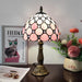 Tiffany Table Lamp 3-Way Light Handmade Bedside Lamp Small Desk Night Lamp Stained Glass Antique for Home Office Bedroom Living Room Study Room (Pink Pearls Style)