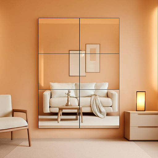 Frameless Mirror Tiles 14"X12"X8 Pcs Wall Mounted, Shatter Resistant Full Length Tempered Glass Panels for Home Gym Bathroom Bedroom & Living Room Decor