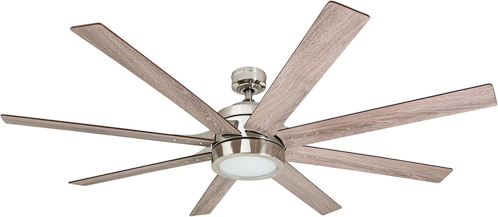 Ceiling Fans Xerxes Modern 62 Inch Ceiling Fan with Light, Remote Control Fan, LED Indoor Fan with 8 Blades, French Oak and Gray Oak Blade Finish Options, Brushed Nickel (50608-01)