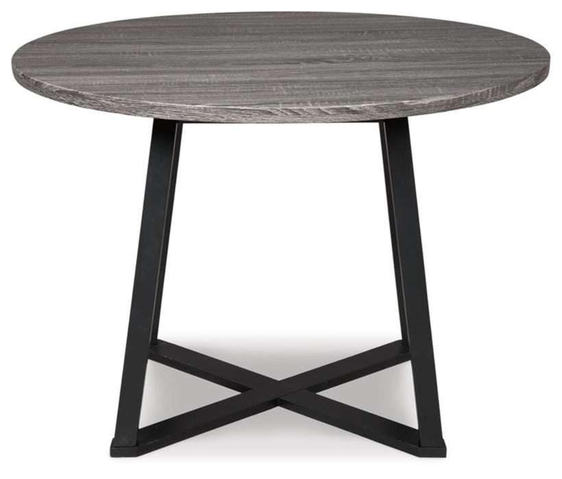 Centiar Mid Century round Dining Room Table with Metal Legs, Gray & Black