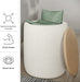 Storage Ottoman - Teddy Fabric Upholstered Ottoman with Wood Top for Living Room, Dorm, or Apartment - Ottomans with Storage (Cream)