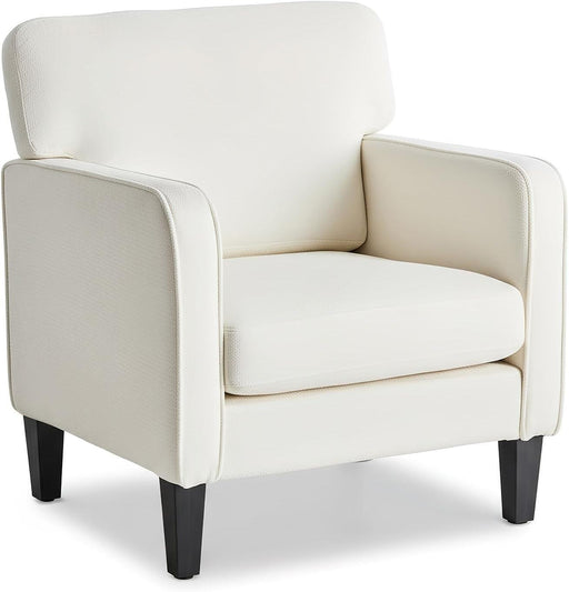 White Midcentury Modern Upholstered Accent Lounge Chair