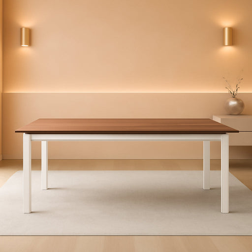 Large Dining Table for 6-8 People, 79" Wooden Kitchen Table | Kitchen Table with Sturdy Metal Frame, Dining Room Table for Dining Room, Kitchen, White Leg & Natural