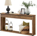 LIRY Collection - Sofa Console Table, 63 Inches Narrow Entryway Table with 3 Drawers, Bottom Shelf, Metal Corners, for Living Room, Bedroom, Farmhouse Style, Honey Brown ULNT146KB01S