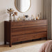 Walnut Dresser for Bedroom, 63" Mid-Century 9 Drawer Dresser with Wide Drawers and Wood Legs, Curved Edge Design, Modern Large Dressers & Chests of Drawers for Bedroom, Hallway.