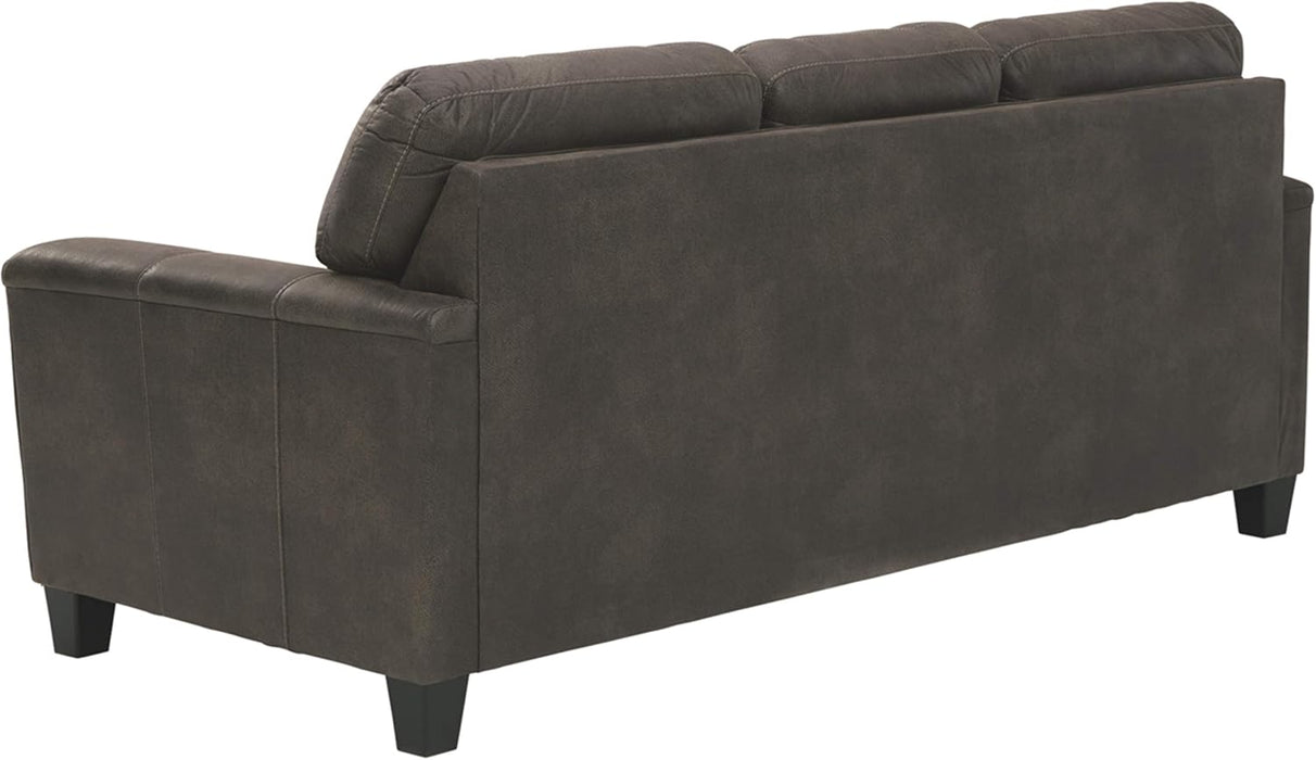 Queen Faux Leather Contemporary Sleeper Couch Gray