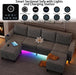 Sectional Couches for Living Room, 4 Seat Linen Sectional Sofa with Reversible Chaise Lounge/Storage Ottoman, U Shaped Couch with Smart Module-Wireless Charging/Usb/Type-C/Rgb Light (Light Grey)
