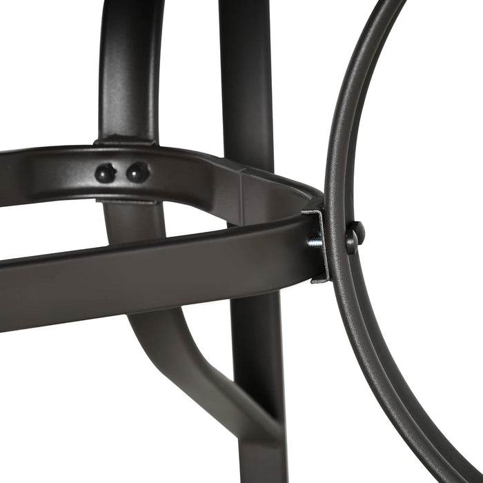 8 Pieces Patio Furniture Set with 9Ft Patio Umbrella, Outdoor Dining Table and Chairs, 6 Chairs, Push Button Tilt and Crank Parasol, Tempered Glass Top, Gray