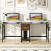 79" Double Desk, Two Person Desk with Storage Drawer, Long Desk Home Office Desks for 2 Person, Rustic Brown