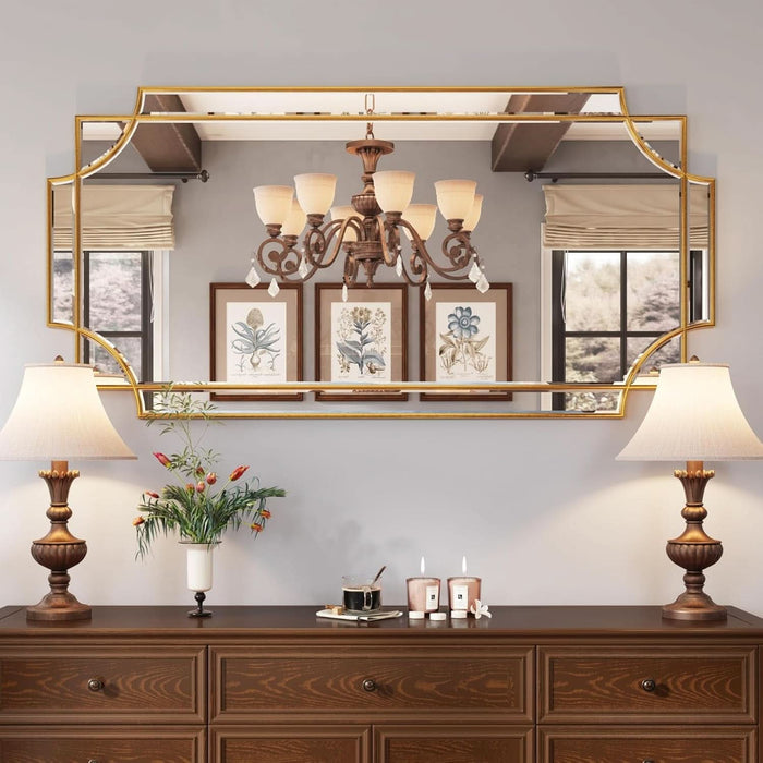GoldenFoilFinish Ornate Handcrafted 24x48 Wall Mirror