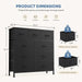 9 Drawer Dresser for Bedroom, Fabric Storage Organizer with Sturdy Metal Frame, Wooden Top Chest of Drawers for Closet Entryway Guest Room,Matte Black