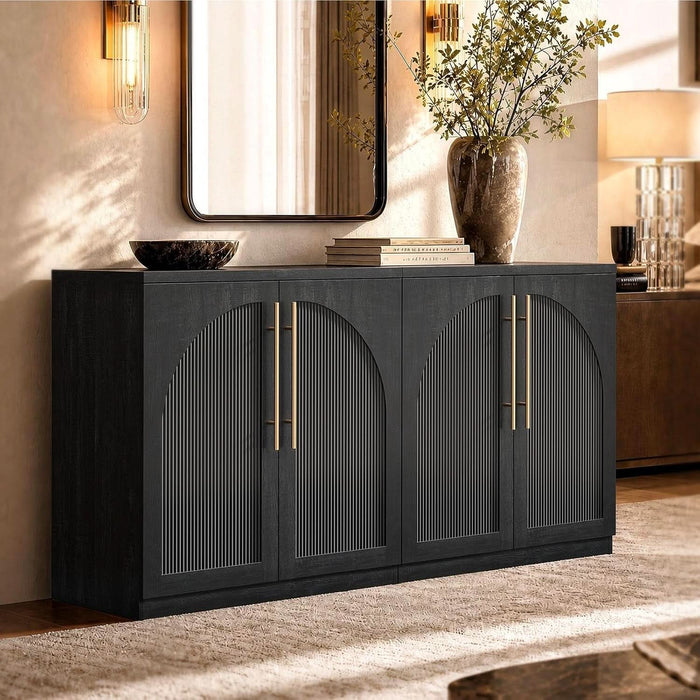 Arched Sideboard Cabinets, Modular Buffet Table, Black