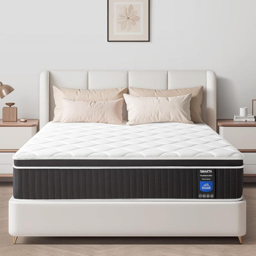 Queen Mattress 10 Inch, Upgrade Strengthen Queen Size Hybrid Mattresses in a Box, Memory Foam Queen Mattress Made of Individually Pocketed Springs for Support and Pressure Relief, Medium Firm