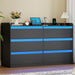 47.2" Modern Black Dresser with Power Outlet and LED Lights