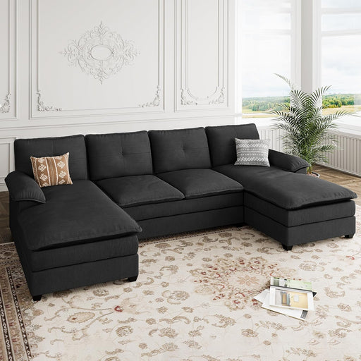 110" Modular U-Shaped Sectional Sofa  Black