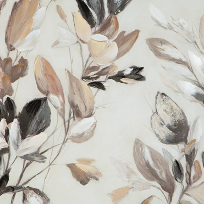 Trulow Floral Wall Art, Hand Painted Embellishment, Framed, Gallery Wrapped Canvas, 40" W X 1.38" D X 40" H, Tan/Brown/Black