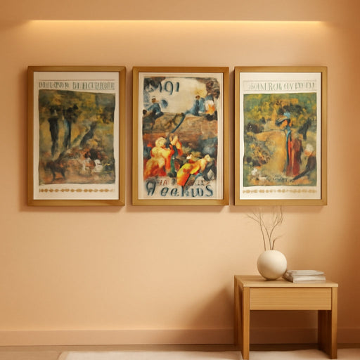 Triptych Dolce Far Niente Framed Cnavas Wall Art 20X30 Inches X3 | Wooden Frame, Uv-Resistant Ink, Giclée Printing Process, Pre-Installed Hooks Make It Easy to Hang Home or Office Wall Decor