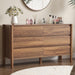Walnut 6 Drawers Dresser for Bedroom, 47.2" Wide Mid Century Modern Chest of Drawers with 4 Solid Wood Cylindrical Legs and Large Storage Space, Large Dresser for Bedroom