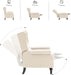 Mid Century Wingback Recliner Chair for Adults, Modern Linen Fabric Push Back Recliner Chairs with Button Tufted Upholstered Back & Footrest, Manual Recliner Chais for Living Room, Nursery, Beige