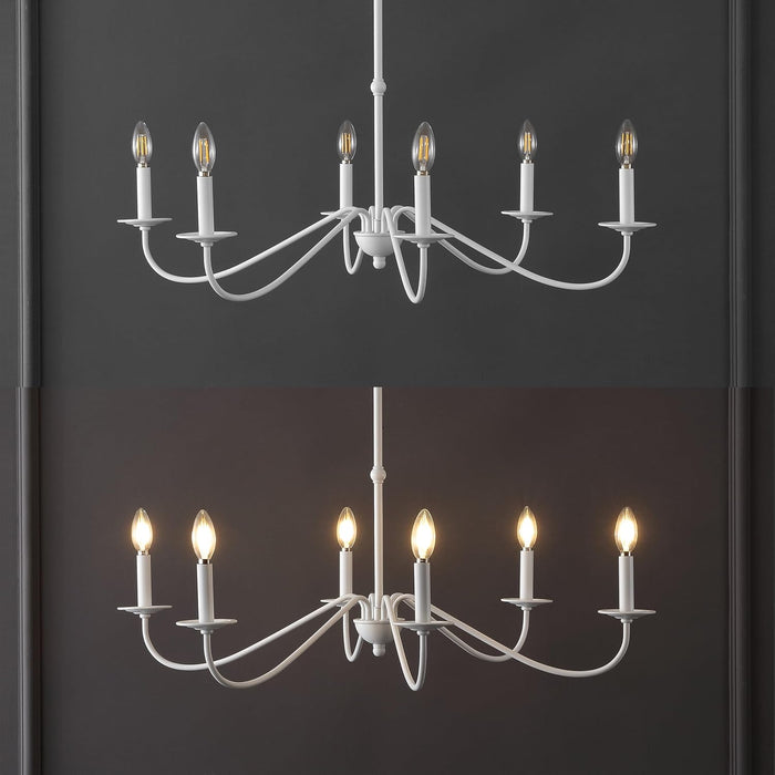 34.75Inch White Six Light Farmhouse Iron Chandelier