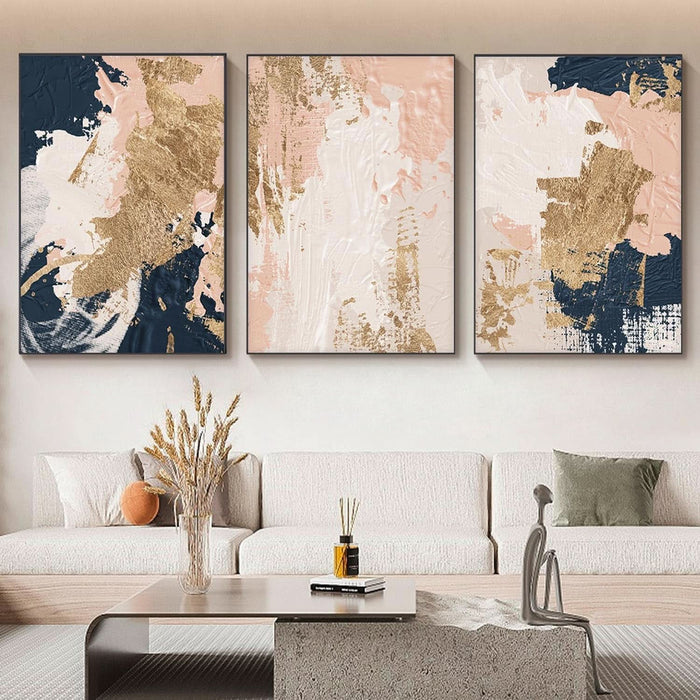 Abstract Canvas Paintings Blue Gold Pink Abstract Wall Art Abstract Pink Oill Painting Pink Blue Gold Abstract Pictures Wall Decor Pink and Blue and Gold Abstract Painting Modern Abstract Art No Frame