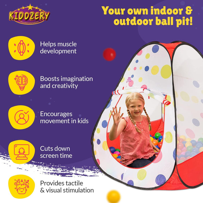 Kids Ball Pit Pop up Play Tent, Playhouse Tent for Boys Girls Babies and Toddlers, Indoor Outdoor Toy Perfect Kid’S Gifts, 50 Ball Pit Balls Included