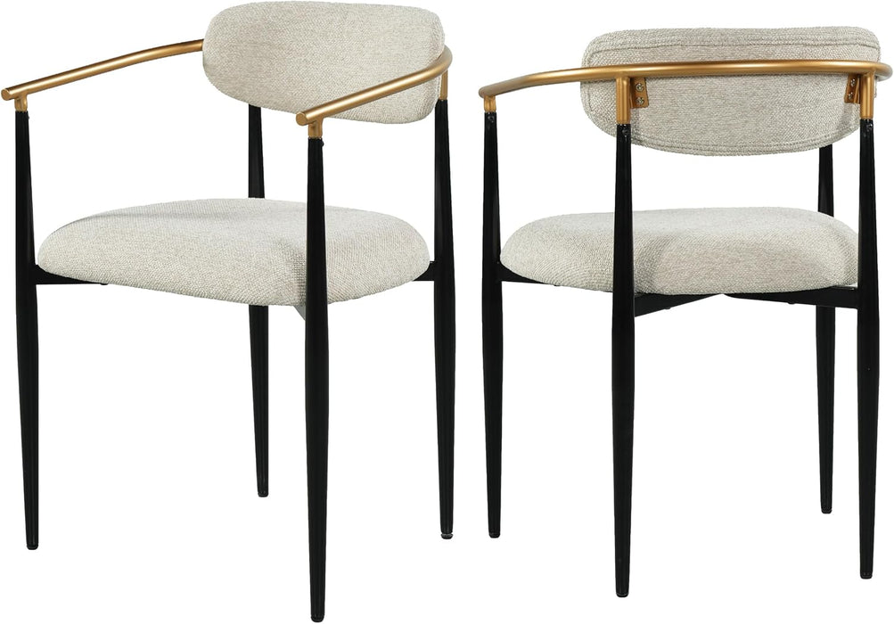 Mid Century Modern Dining Chairs Set of 2, Upholstered Kitchen Room Chairs with 3" High-Resilience Cushion, Sturdy Metal Legs and Ergonomic Curved Backrest for Home Office, Camel