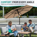 10 FT Outdoor Patio Umbrella, Patio Table Umbrella with Push Button Tilt and Crank, Outdoor Patio Umbrellas with 8 Fiberglass Ribs, Patio Umbrellas for Market, Garden, Pool (Beige)
