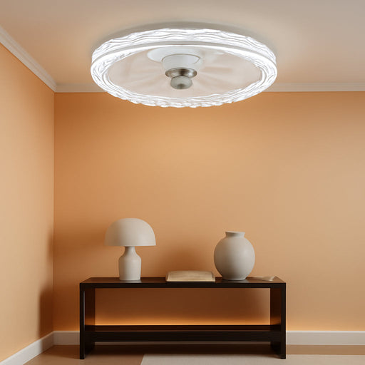 Ceiling Fans with Lights and Remote, 20'' Low Profile Flush Mount Ceiling Fan with 6 Speeds & 3 Color Temperature, 3000-6500K Dimmable Led Fandelier for Bedroom Livingroom, White