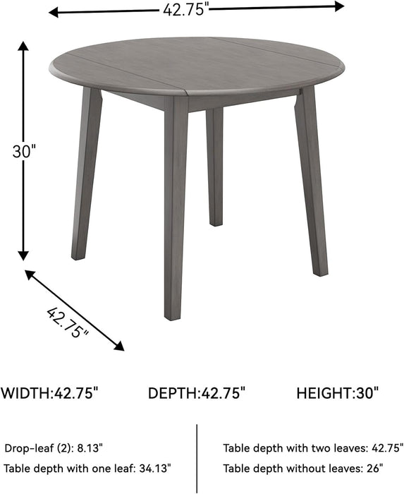 Shullden Casual round Dining Small Drop Leaf Table, Seats up to 4, Gray