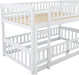Bunk Bed Twin over Twin with Slide and Stairs, Twin Bunk Bed for Kids, Girls, Boys, Floor Bunk Bed with Fence and Door, White