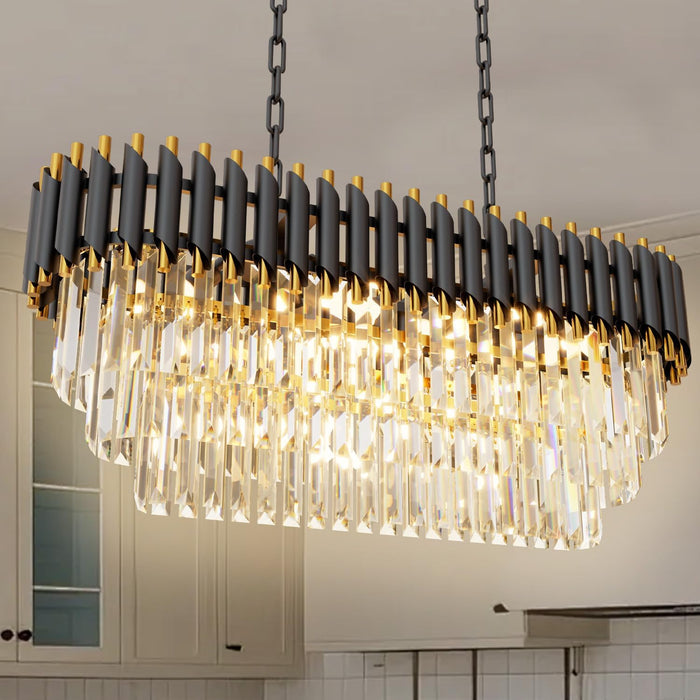 31Inch Black Gold CrystalChandelier PendantLighting