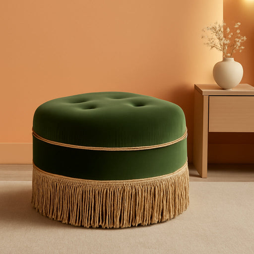 Yolanda 24" round Upholstered Accent Ottoman, Medium