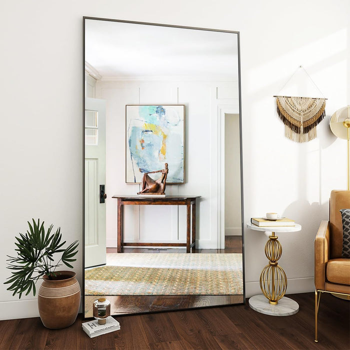 Large Full Length Mirror 78" X 35" - Shatterproof Huge Floor Full Body Mirror with Metal Frame, Freestanding, Wall Mounted, or Wall Leaning for Bedroom, Living Room, Dressing Room, Black