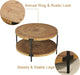 Round Boho Wood Coffee Table - 29.1" Farmhouse Natural Circle Wooden 2-Tier Coffee Tables Living Room Furniture, 29.1" D X 18.3" H, Natural Wood Color