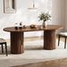 71” Oval Dining Table for 6-8 with Storage, Fluted Base, Walnut