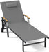 Outdoor Lounge Chair with Pillow, 5-Position Aluminum Chaise Lounge with Wheels & Armrests, 400 Lbs Heavy Duty Patio Pool Chair for Deck, Backyard, Beach & Poolside, Grey