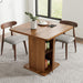 Small Square Dining Table for 2-4, 31.5 Inch Farmhouse Kitchen Table with 2-Tier Storage Shelf, Modern Wood Dinner Furniture with Fluted Doors, Dining Room, Living Room, Space Saving, Walnut