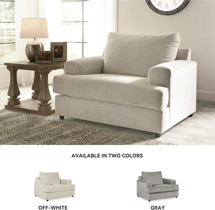 Soletren Contemporary Chenille Chair and a Half, Off-White