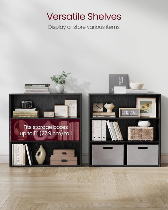 Custos Collection - Bookshelf, 3-Tier Bookcase, Book Shelf, Open Storage Shelf, 9.4 X 31.5 X 32 Inches, for Living Room, Home Office, Dinning Room, Ebony Black ULBC173T56