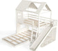NaturalPineDurable TwinOverFull BunkBed WithSlide StorageChest Playhouse Framework