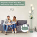 3-Light Flower Floor Lamps for Living Room, Green Floor Lamp with Shelves, Unique Tulip Standing Lamp with 3 LED Blubs, Cute Floral Tall Lamp, Modern Stand up Light Decor for Bedroom, Kids Room