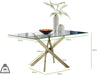 Leonardo Gold Leg Dining Table Dining Room Kitchen Stylish Glass Top Metal Legs for 6 Seat