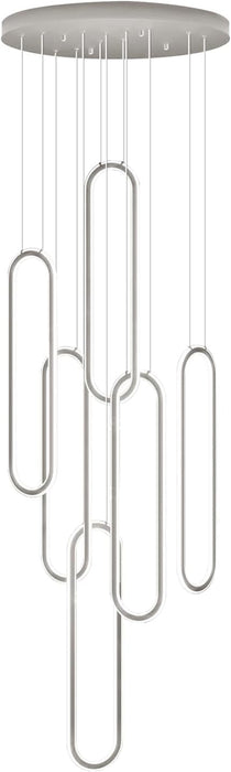 Contemporary Chrome LED Chandelier Dimmable Six Rings