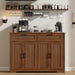 Buffet Cabinet with 2 Storage Drawers, Farmhouse Coffee Bar Table with Storage and Adjustable Shelf, 47.2" Wide Fluted Sideboard Cabinet for Kitchen, Dining Room, Living Room, Entryway, Modern Walnut